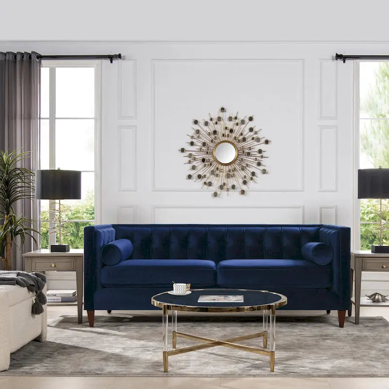 Jack 84  Modern Upholstered Tufted Tuxedo Sofa