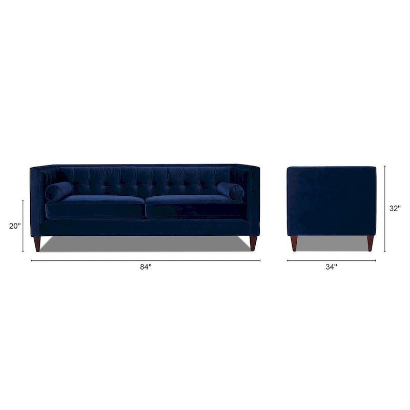 Jack 84  Modern Upholstered Tufted Tuxedo Sofa