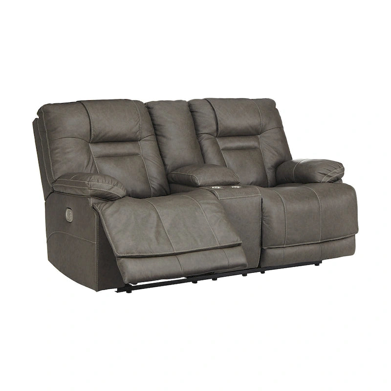 Signature Design by Ashley Wurstrow Leather Power Adjustable Reclining Loveseat - N/A
