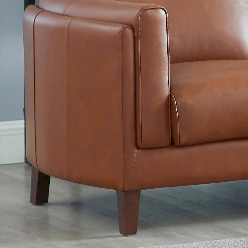 Hydeline Maui Top Grain Leather Sofa and Loveseat Set With Feather, Memory Foam and Springs