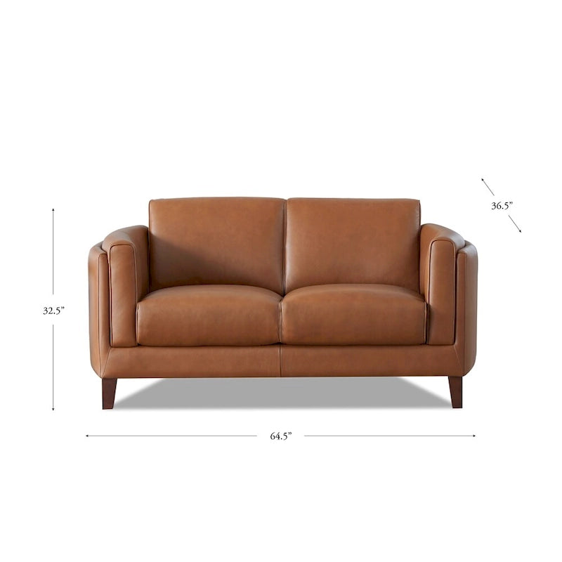 Hydeline Maui Top Grain Leather Sofa and Loveseat Set With Feather, Memory Foam and Springs