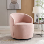 Velvet Swivel Accent Armchair Barrel Chair With Powder Coating Ring