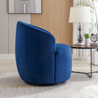 Velvet Swivel Accent Armchair Barrel Chair With Powder Coating Ring