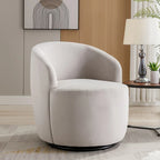 Velvet Swivel Accent Armchair Barrel Chair With Powder Coating Ring