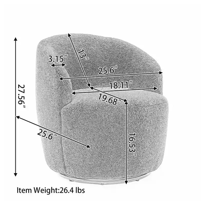 Velvet Swivel Accent Armchair Barrel Chair With Powder Coating Ring