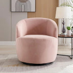 Velvet Swivel Accent Armchair Barrel Chair With Powder Coating Ring