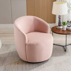 Velvet Swivel Accent Armchair Barrel Chair With Powder Coating Ring