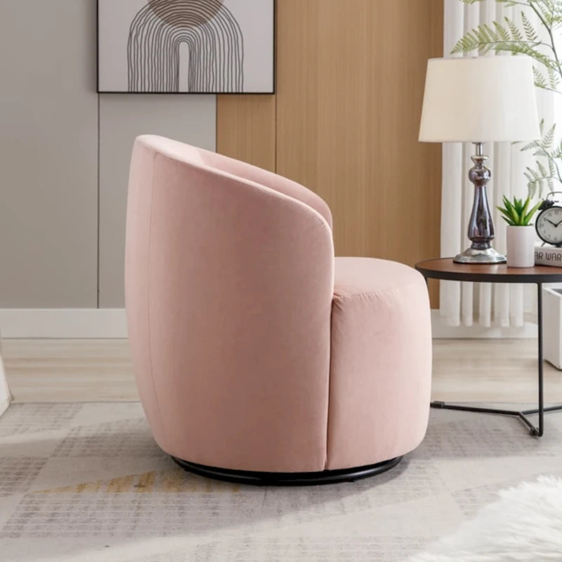 Velvet Swivel Accent Armchair Barrel Chair With Powder Coating Ring