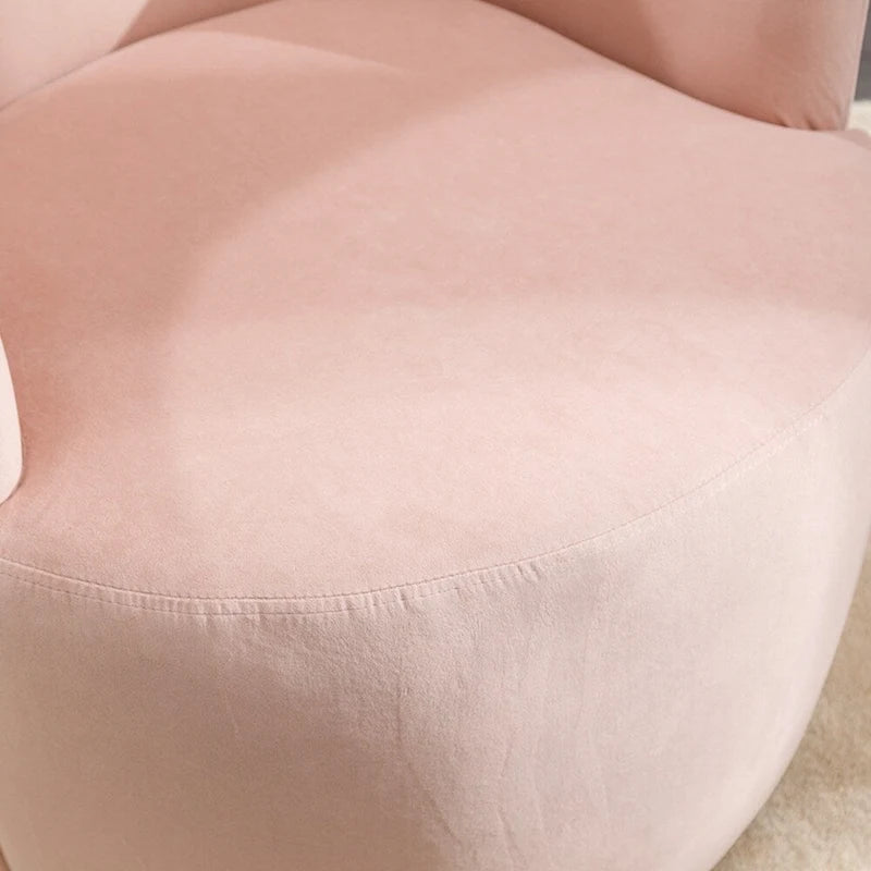 Velvet Swivel Accent Armchair Barrel Chair With Powder Coating Ring