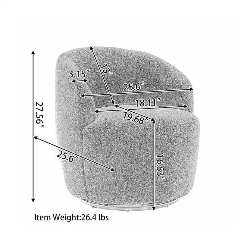 Velvet Swivel Accent Armchair Barrel Chair With Powder Coating Ring