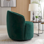 Velvet Swivel Accent Armchair Barrel Chair With Powder Coating Ring