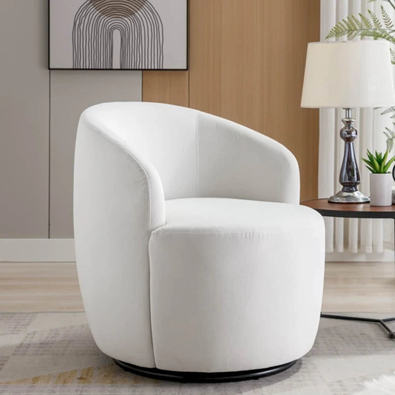 Velvet Swivel Accent Armchair Barrel Chair With Powder Coating Ring
