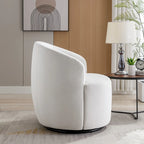 Velvet Swivel Accent Armchair Barrel Chair With Powder Coating Ring