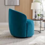 Velvet Swivel Accent Armchair Barrel Chair With Powder Coating Ring