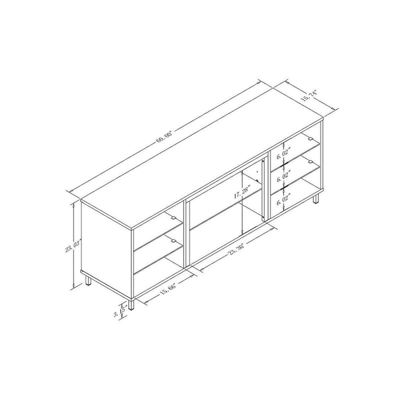 Manhattan Comfort Brighton 60 In. Wire Management Media Cabinet Console