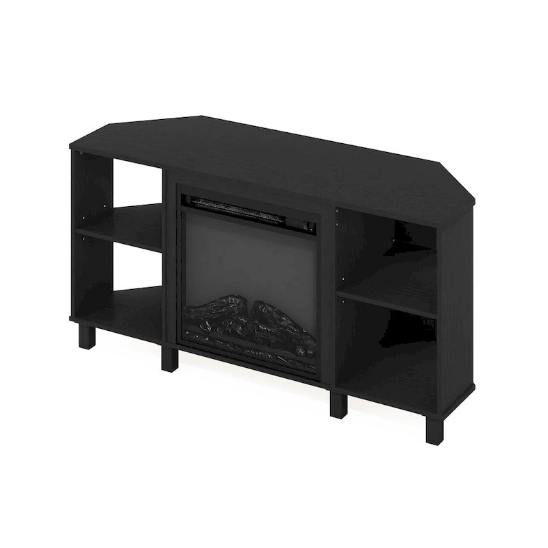 Furinno Jensen Metal Leg Corner Fireplce TV Stand for TV up to 55