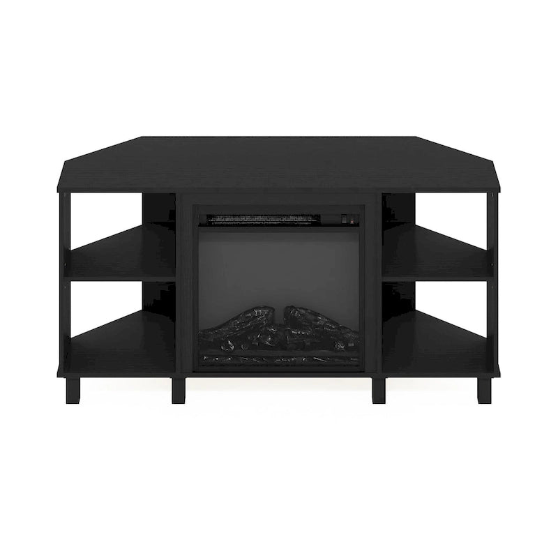 Furinno Jensen Metal Leg Corner Fireplce TV Stand for TV up to 55