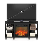 Furinno Jensen Metal Leg Corner Fireplce TV Stand for TV up to 55