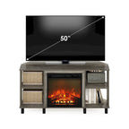 Furinno Jensen Metal Leg Corner Fireplce TV Stand for TV up to 55