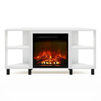 Furinno Jensen Metal Leg Corner Fireplce TV Stand for TV up to 55