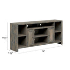 Bridgevine Home Joshua Creek 74 inch TV Stand Console for TVs up to 85 inches, No Assembly Required, Barnwood Finish