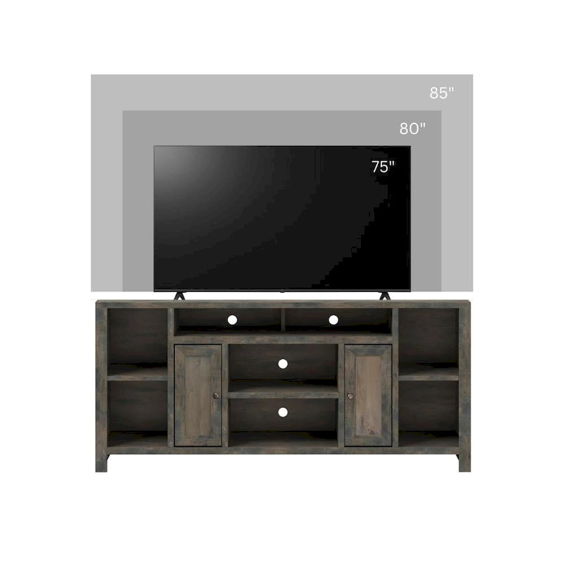 Bridgevine Home Joshua Creek 74 inch TV Stand Console for TVs up to 85 inches, No Assembly Required, Barnwood Finish