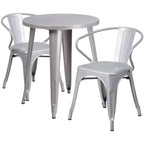 24  Round Metal Indoor-Outdoor Table Set with 2 Arm Chairs
