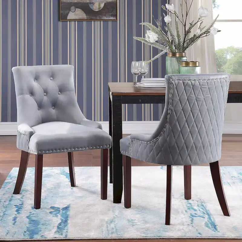 Silver Orchid Flohr Tufted Velvet Dining Chairs (Set of 2)