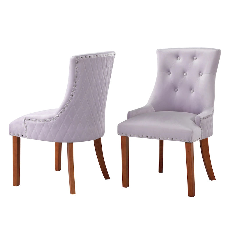 Silver Orchid Flohr Tufted Velvet Dining Chairs (Set of 2)
