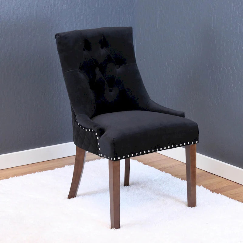 Silver Orchid Flohr Tufted Velvet Dining Chairs (Set of 2)