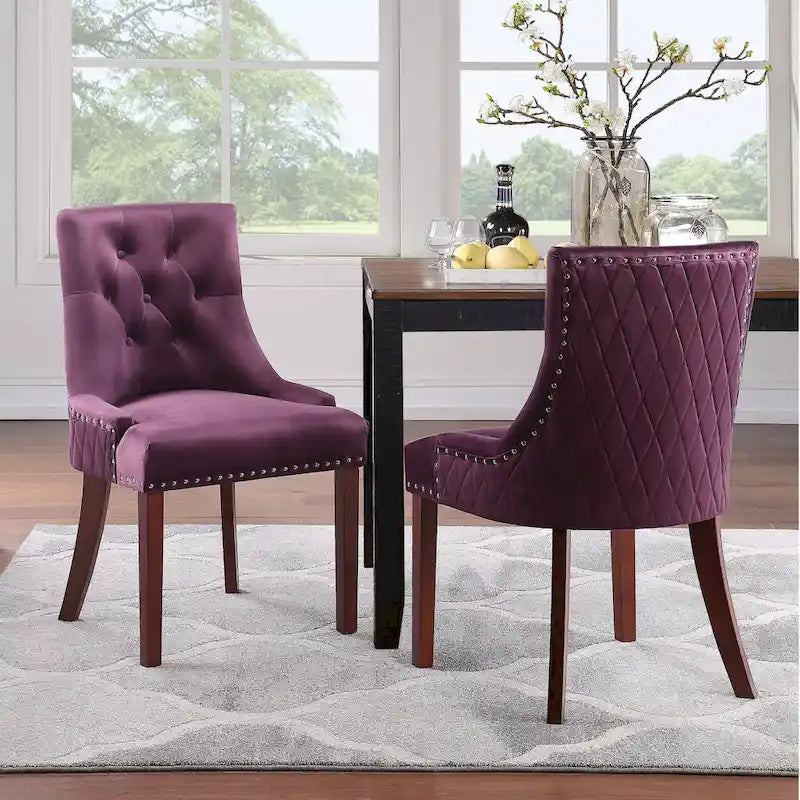 Silver Orchid Flohr Tufted Velvet Dining Chairs (Set of 2)