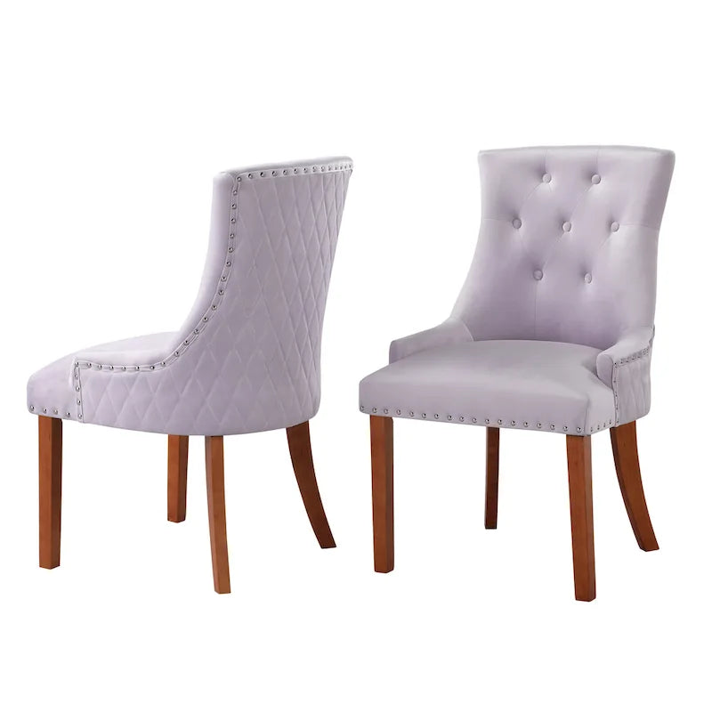 Silver Orchid Flohr Tufted Velvet Dining Chairs (Set of 2)