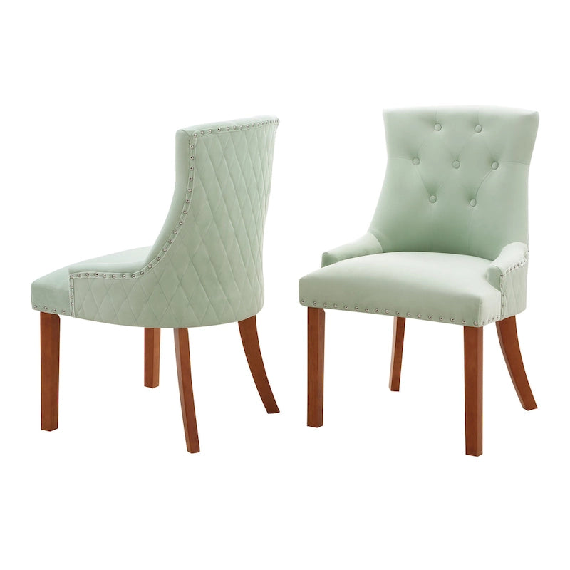 Silver Orchid Flohr Tufted Velvet Dining Chairs (Set of 2)