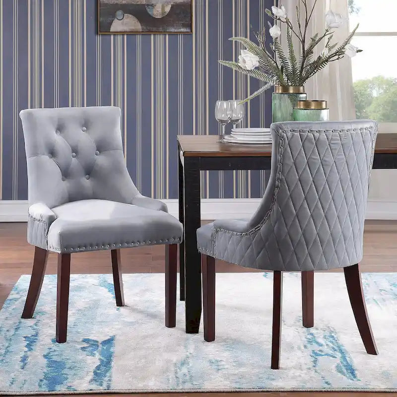Silver Orchid Flohr Tufted Velvet Dining Chairs (Set of 2)