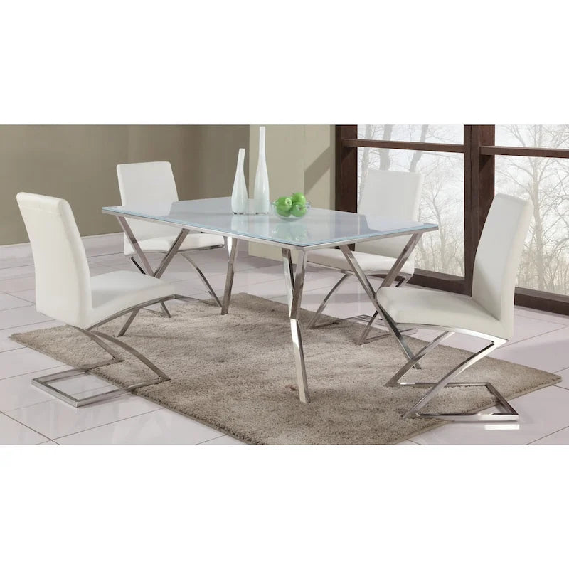 Somette White Starphire 61-inch Glass Dining Table