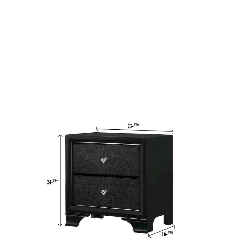 Nathalie 4 Piece Black LED Fabric Upholstered Tufted Panel Bedroom Set