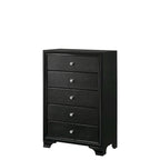 Nathalie 4 Piece Black LED Fabric Upholstered Tufted Panel Bedroom Set
