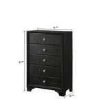 Nathalie 4 Piece Black LED Fabric Upholstered Tufted Panel Bedroom Set
