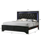 Nathalie 4 Piece Black LED Fabric Upholstered Tufted Panel Bedroom Set