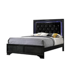 Nathalie 4 Piece Black LED Fabric Upholstered Tufted Panel Bedroom Set