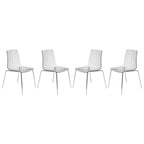 Ralph Acrylic Plastic Dining Chair (Set of 4) Chrome Metal Legs Modern Transparent Accent Side Chair for Dining Room & Kitchen