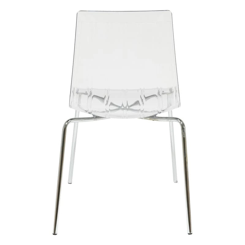 Ralph Acrylic Plastic Dining Chair (Set of 4) Chrome Metal Legs Modern Transparent Accent Side Chair for Dining Room & Kitchen