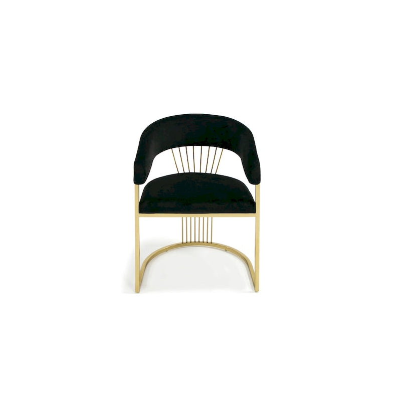 Modrest Linda Modern Black Velvet and Gold Dining Chair