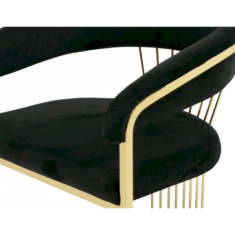 Modrest Linda Modern Black Velvet and Gold Dining Chair