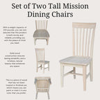 Solid Wood Tall Mission Dining Chairs, Set of 2