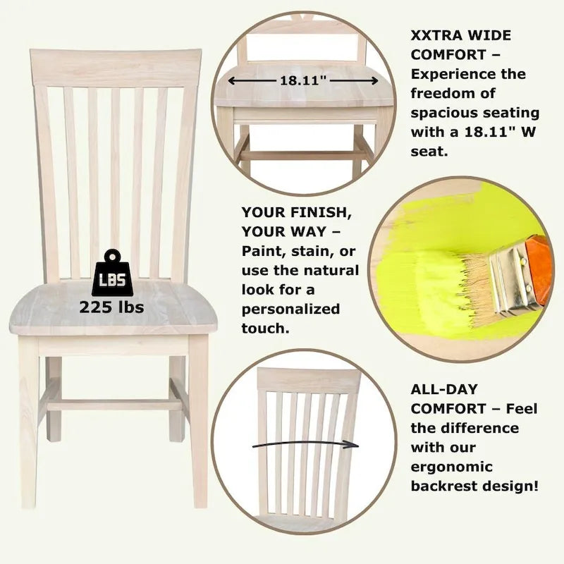 Solid Wood Tall Mission Dining Chairs, Set of 2