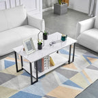 39.37  L MDF Rectangle Tabletop Iron Coffee Table , Dining Room, Coffee Shop, Resterant, White Top, Gold Leg