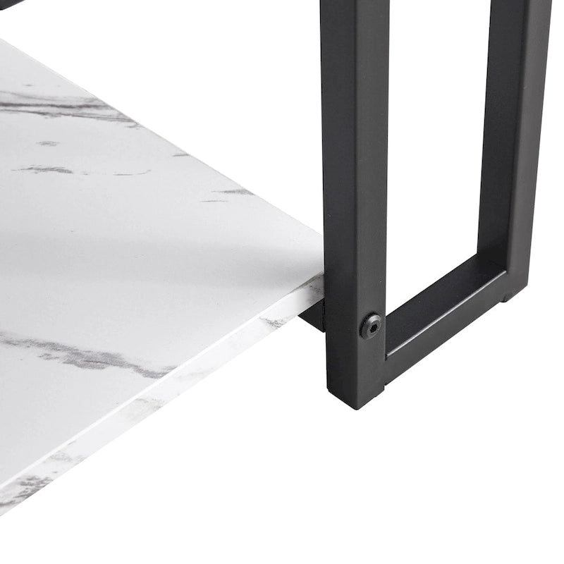 39.37  L MDF Rectangle Tabletop Iron Coffee Table , Dining Room, Coffee Shop, Resterant, White Top, Gold Leg