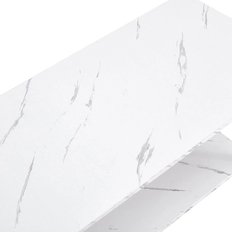 39.37  L MDF Rectangle Tabletop Iron Coffee Table , Dining Room, Coffee Shop, Resterant, White Top, Gold Leg