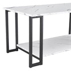 39.37  L MDF Rectangle Tabletop Iron Coffee Table , Dining Room, Coffee Shop, Resterant, White Top, Gold Leg